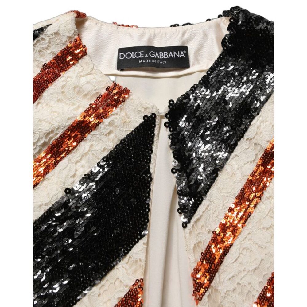 Dolce & Gabbana Multicolor Stripe Sequin Duster Coat Women's Jacket